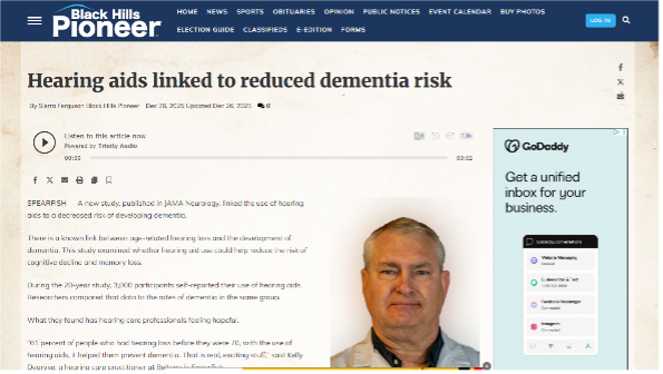 Hearing aids linked to reduced dementia risk – Kelly Degryse Spearfish SD