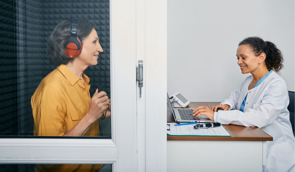 hearing test mature woman