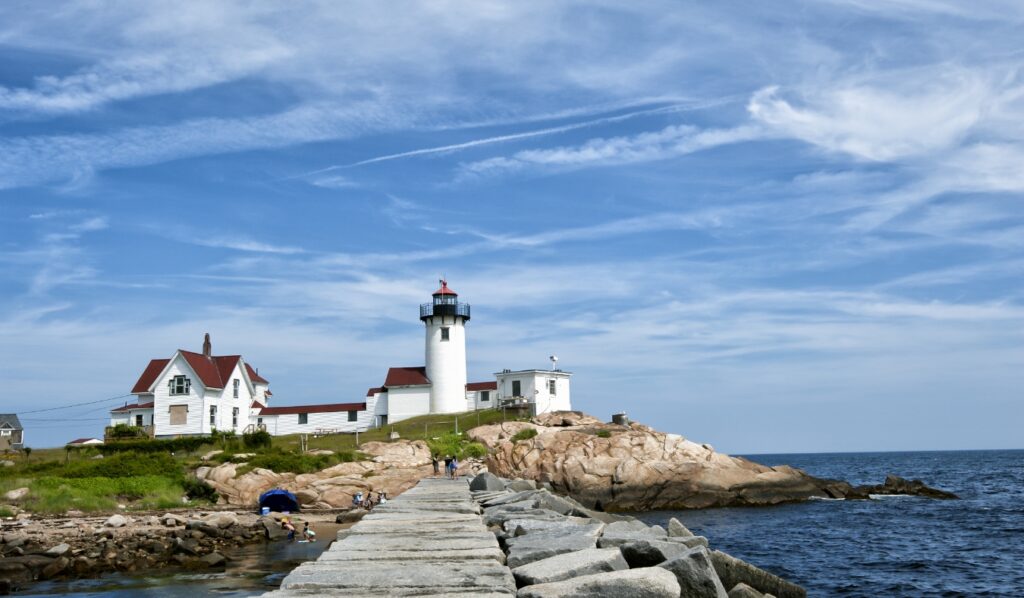Lighthouse sunny coastal view