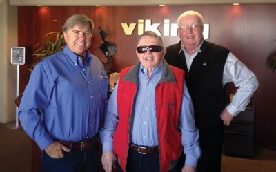 Chris Hall Visiting with the Healeys at Viking Yacht headquarters