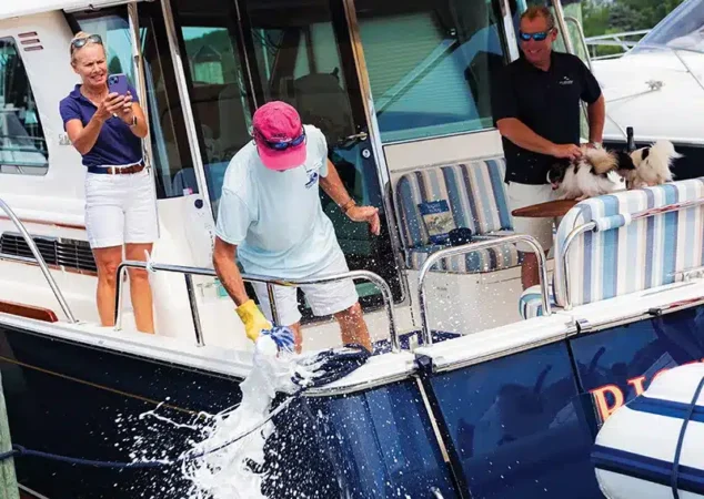 Customers christen their new yacht at the 2023 Bluewater Summer Cruise