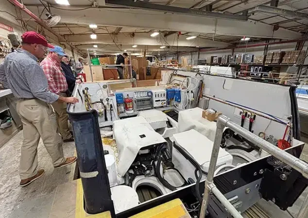 Engine room construction of a Sabre yacht