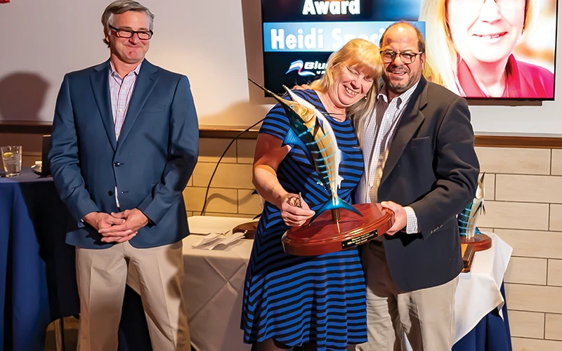 Heidi Speciale receiving the Jan Boone Memorial Award at the 2024 Bluewater Annual Meeting