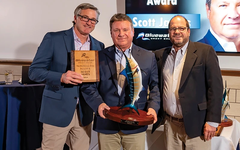 Scott James receiving the Top Brokerage Sales award at the Bluewater Annual Team Meeting
