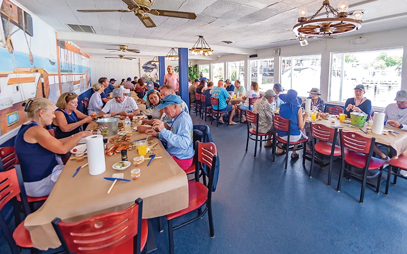 Bluewater customers enjoying the Eastern Shore crab feast in St. Michaels