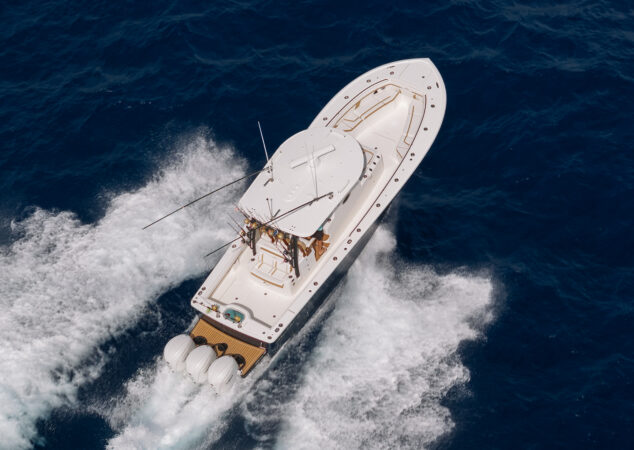 Regulator 35 offshore view, angled starboard side