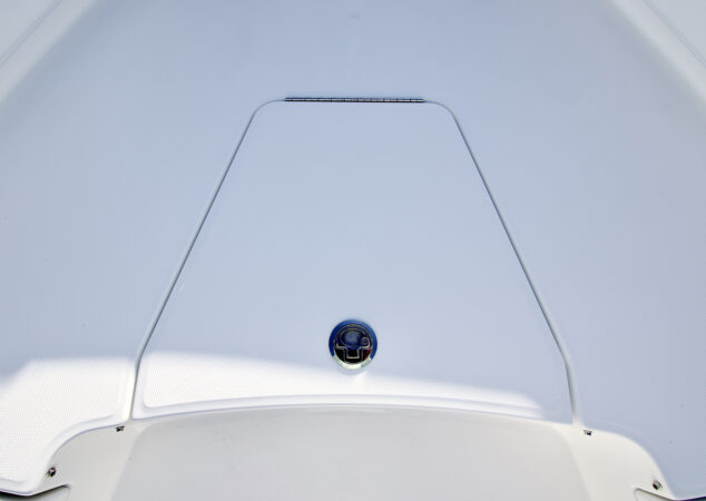 Battery storage compartment hatch closed on Regulator 26XO