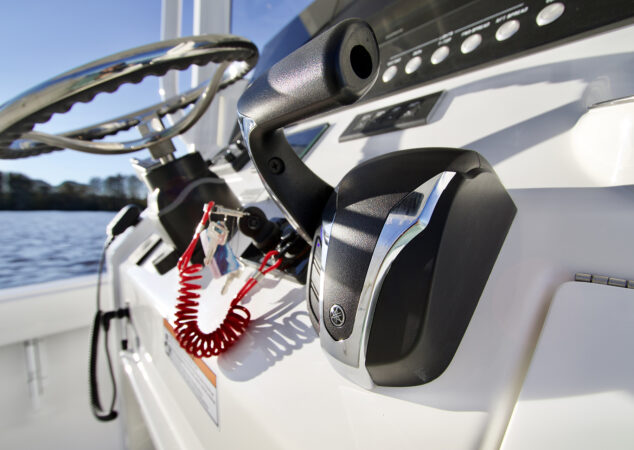 Yamaha electronic throttle controls at helm of Regulator 26XO