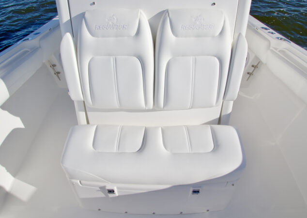 Leaning post helm seats with embroidered Regulator logo