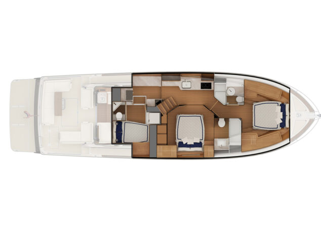 Sabre 51 Top Down Staterooms Rendering