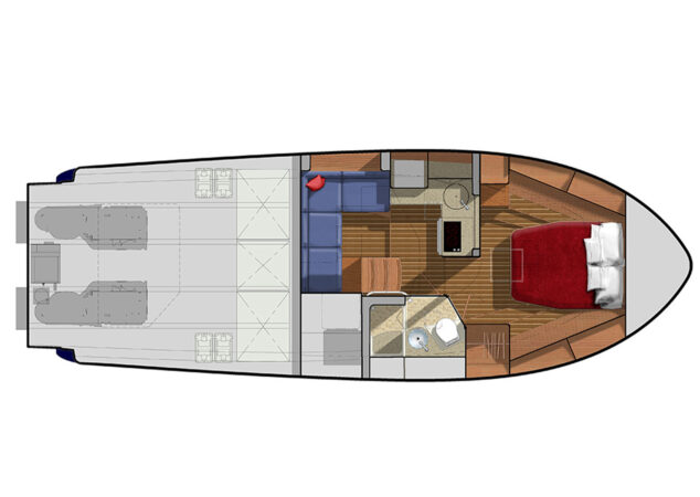 Sabre 38 Salon Express Galley and Stateroom Rendering