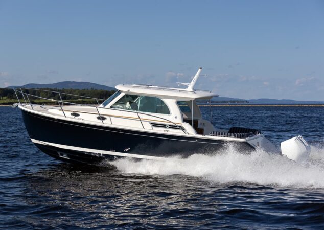 Back Cove 34O cruising on open water at speed