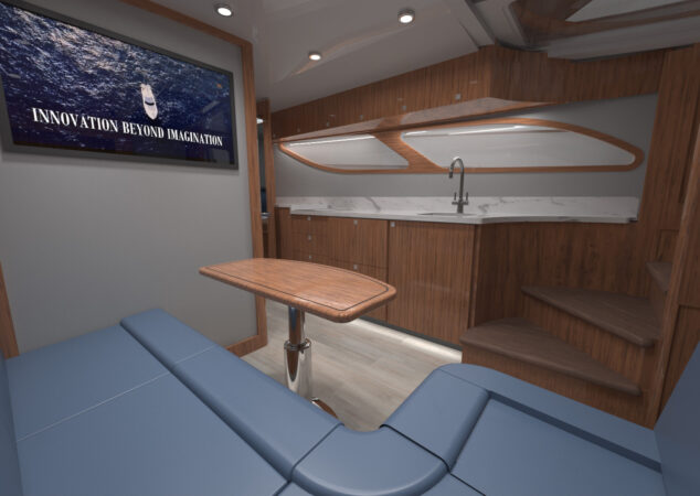 Hatteras 48 Galley and Salon Rendering