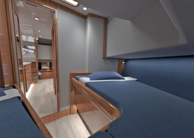 Hatteras 48 Forward Stateroom Rendering