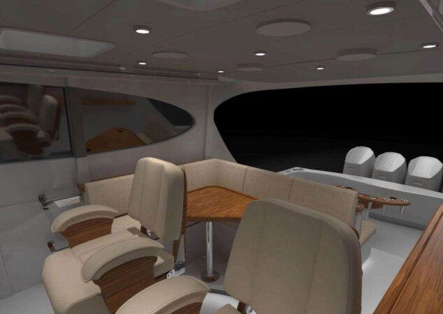 Hatteras 48 Helm Seating Rendering