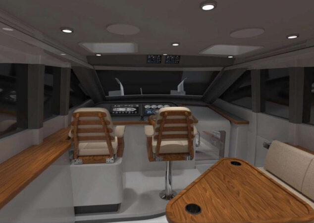 Hatteras 48 Helm Arrangement Rendering