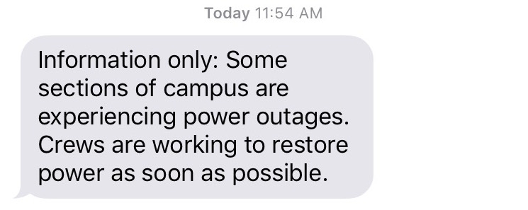 Power restored on campus