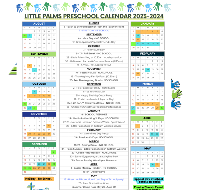 Hosanna Lutheran Church & Little Palms School | Calendar