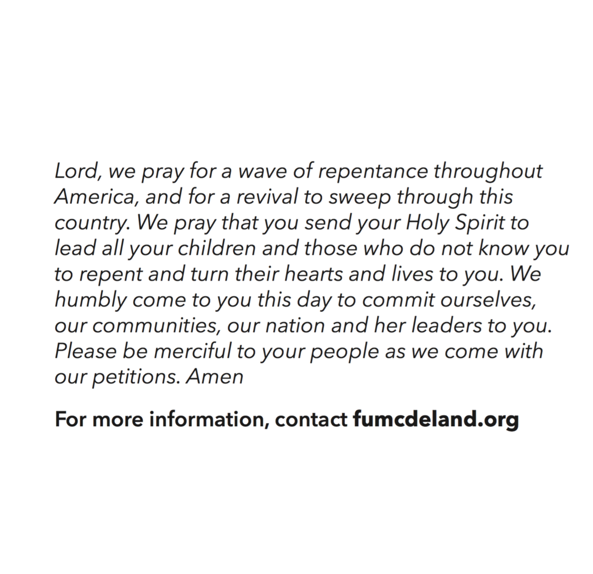 First United Methodist Church Prayer