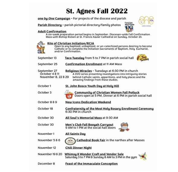 St. Agnes Congregation announcements