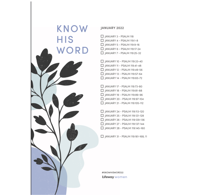 Bethel Baptist Church Monthly Bible Reading Plans 2022