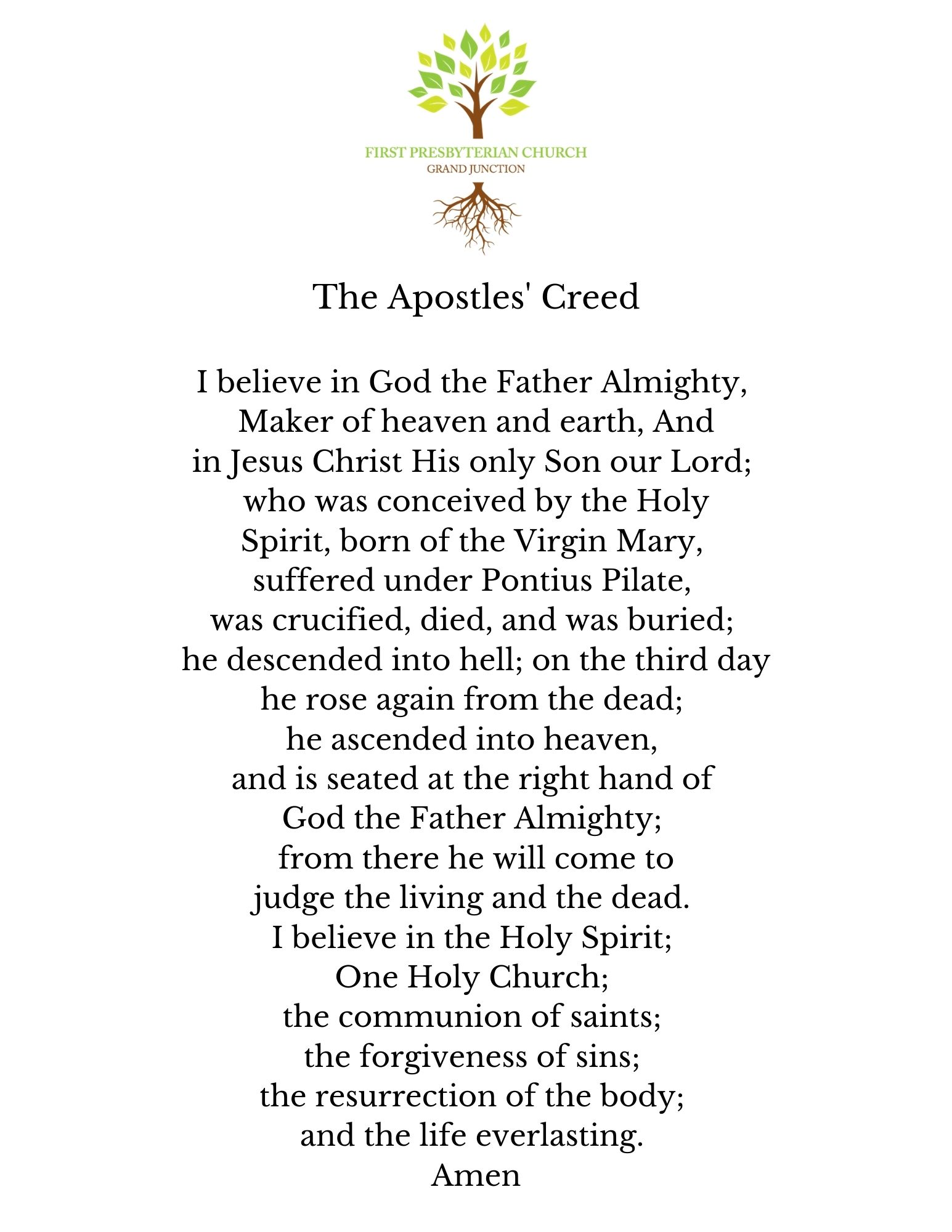 First Presbyterian Church What We Believe