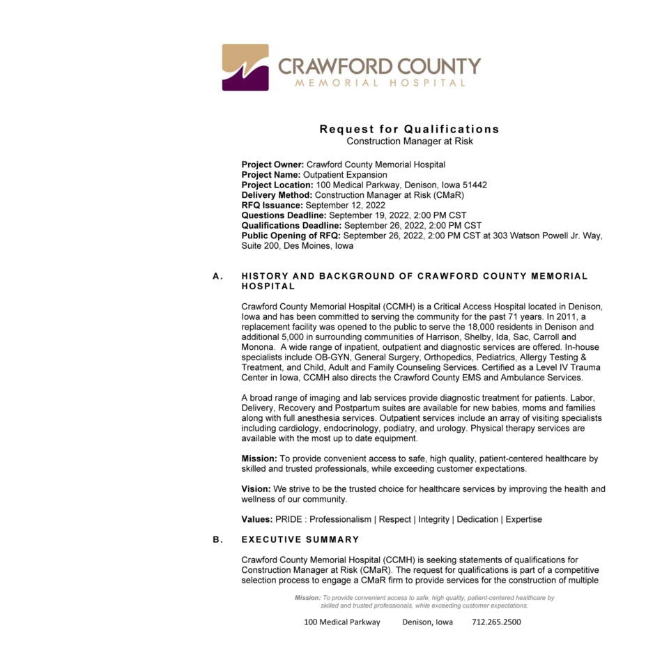 Iowa Reprographics Inc. Crawford County Memorial Hospital