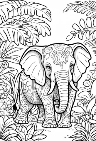 Explore the beauty and majesty of elephants with our collection of animal coloring pages. Each page features a majestic elephant adorned with intricate patterns and surrounded by lush foliage, providing a fun and engaging activity for kids and adults alike.