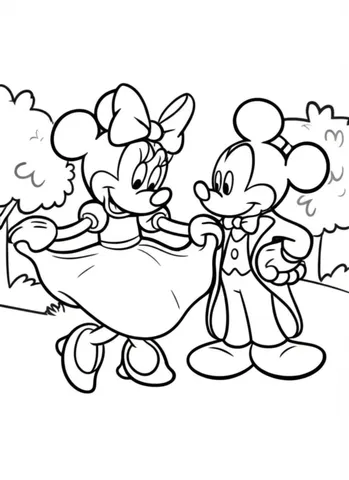 Join Mickey and Minnie as they dance the night away at a grand ballroom on these Disney coloring pages. Let your imagination run wild as you color in this magical scene!