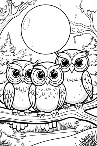 Get ready for a hauntingly fun coloring experience with our holiday coloring pages featuring a spooky forest, full moon, owls, and a witch flying on her broomstick. Let your imagination run wild with these eerie scenes that are perfect for Halloween or any time of year.