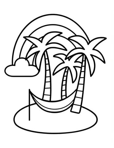 Unleash your creativity with our collection of coloring pages featuring a tropical island paradise! Enjoy coloring palm trees, hammocks, and rainbows in vibrant colors and let your imagination run wild.