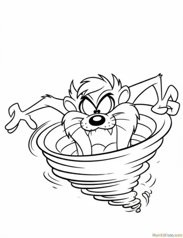 Get ready for some wild and whirling fun with these coloring pages of Taz the Tasmanian Devil! Let your imagination run wild as you color Taz spinning around in a whirlwind of chaos and excitement.