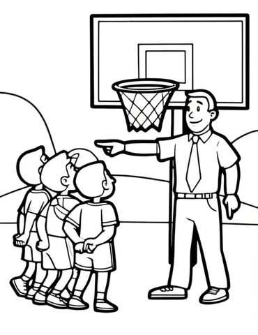 A basketball coach giving a motivational speech to their team