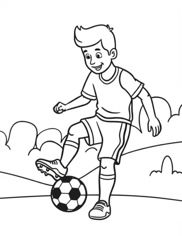 Get your child's creative juices flowing with our collection of coloring pages featuring a young athlete effortlessly juggling a soccer ball. These pages are perfect for sports enthusiasts and will provide hours of coloring fun.