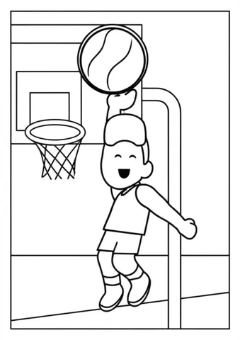 A basketball player dunking the ball with a huge smile on their face