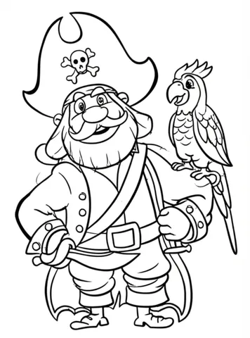 Explore our collection of fun and vibrant coloring pages featuring a colorful parrot perched on a pirate's shoulder. Let your imagination run wild as you bring these playful scenes to life with your own unique touch of color.