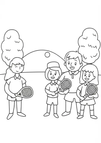 A group of friends playing a game of padel with their own custom-colored rackets