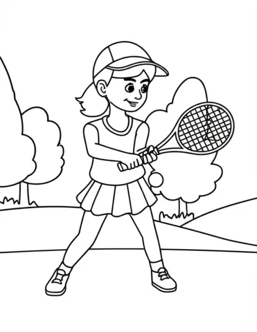 Get ready to color and play with these fun and engaging coloring pages of a young girl practicing her tennis swing with determination. Perfect for kids who love sports and want to improve their skills!