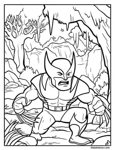 Wolverine using his enhanced senses to track down a hidden target in a dark and mysterious cave
