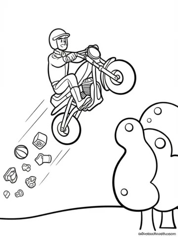 Get ready to join Duke Caboom on an exciting adventure through the sky with these coloring pages of his motorcycle flying high in the air! Watch as colorful toys trail behind and let your imagination soar.