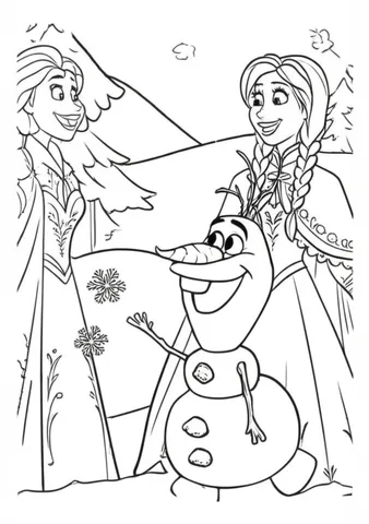 Join Olaf as he tries to catch snowflakes on his tongue while playing with Frozen's Elsa and Anna on these fun Disney coloring pages. Let your creativity run wild as you bring this magical winter scene to life!