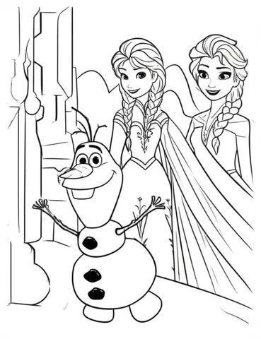Get ready for an adventure with Olaf, Elsa, and Anna as they explore a magical ice castle! These coloring pages will bring your child's imagination to life as they color in the curious Olaf and his friends in this enchanting setting.