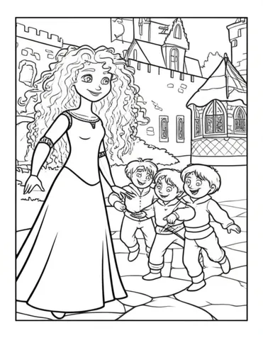 Join Merida and her triplet brothers as they cause mischief in the castle on these fun and exciting coloring pages! Explore the magical world of Disney with these printable coloring pages featuring your favorite characters.