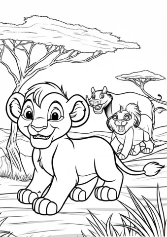Join Simba and his friends on their exciting adventures through the savannah with these fun and engaging coloring pages. Perfect for kids and adults alike!