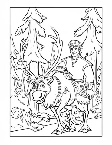 Join Kristoff and Sven the reindeer on their magical adventure through the enchanted forest in these fun and engaging coloring pages. Let your imagination run wild as you bring these beloved characters to life with your own unique color choices.
