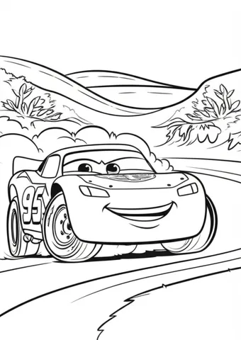 Get ready to race with Doc Hudson and his impressive driving skills as he drifts around a sharp turn. These coloring pages are perfect for kids and adults who love cars and adventure.