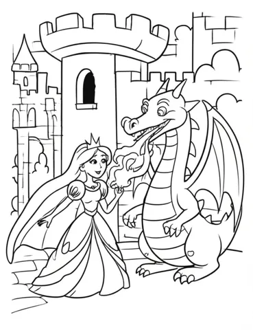 Get ready for an epic adventure with our coloring pages of a brave princess battling a fire-breathing dragon in a castle! Let your imagination run wild as you bring this thrilling scene to life with your favorite colors.