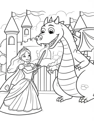 Get ready for an epic adventure with our coloring pages of a brave princess battling a fire-breathing dragon in a castle! Let your imagination run wild as you bring this thrilling scene to life with your favorite colors.