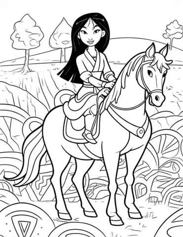 Experience the epic adventure of Mulan fighting in a mandala battlefield on Disney's coloring pages. Let your imagination run wild with these beautiful and intricate designs.
