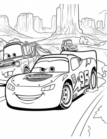 Get ready to rev up your coloring skills with these fun and action-packed coloring pages featuring Lightning McQueen and Mater racing through Radiator Springs. Join your favorite Cars characters on their high-speed adventures as you bring these scenes to life with your own colorful touch.